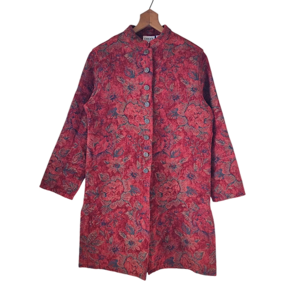 Vintage 90's Tapestry Coat Chicos Boho Indie Size 2